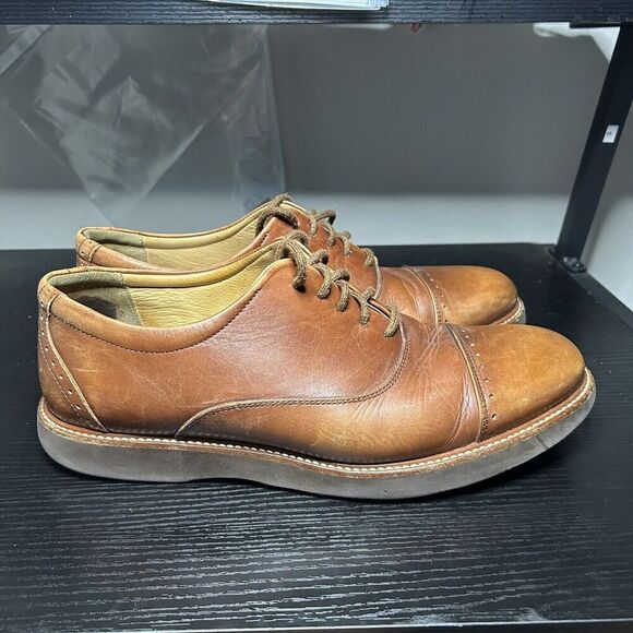 Samuel Hubbard Market Cap Oxfords Mens 10.5 Brown Leather Shoes Lace Up Wingtip - Picture 1 of 10